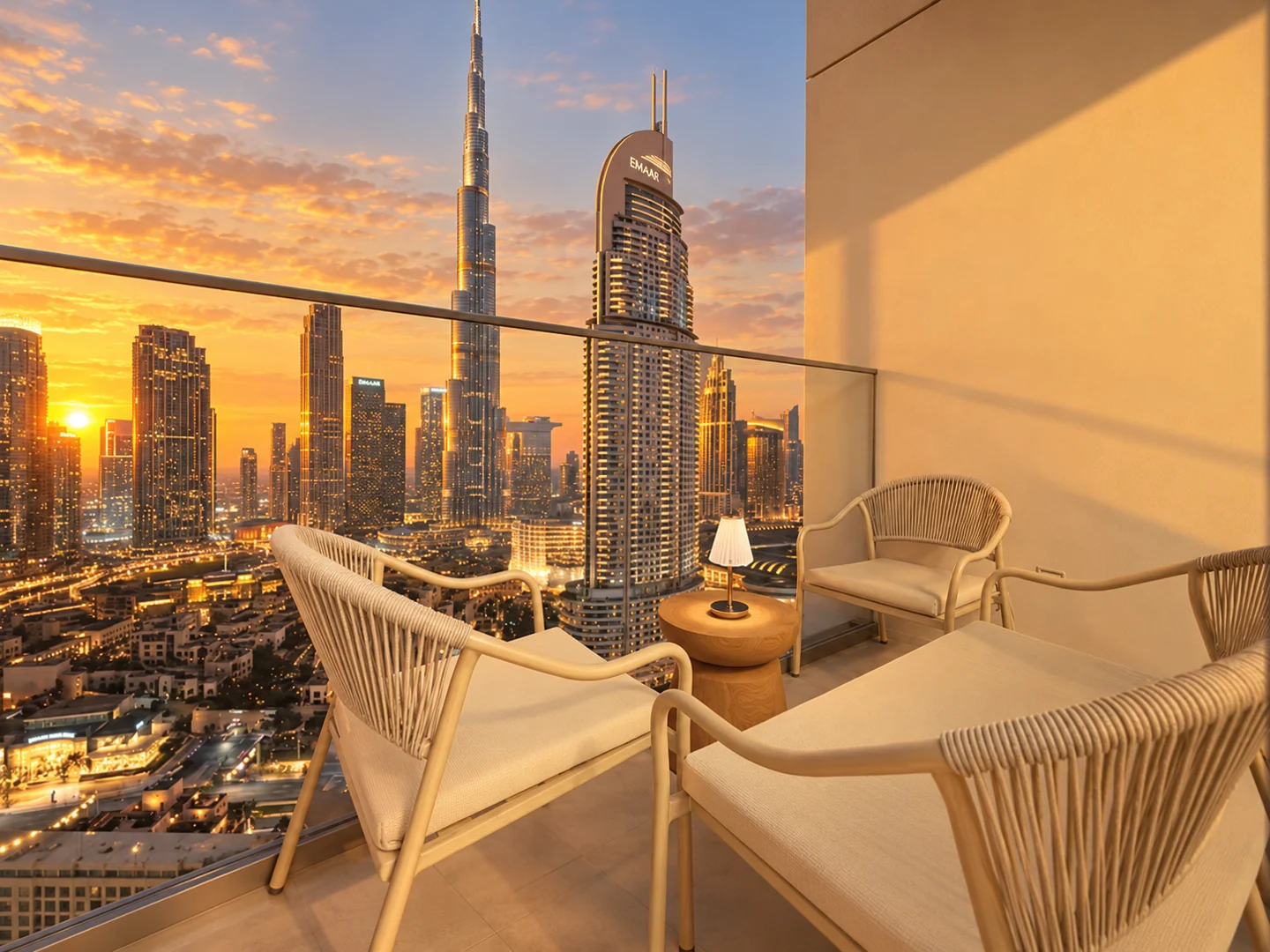 Furnished Dubai living room prepared for short-stay guests