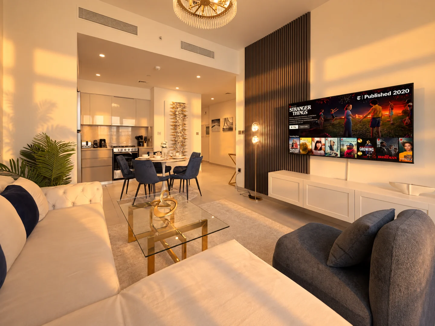 Open-plan lounge and kitchen